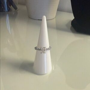 Moissanite and Sterling Silver Engagement Ring